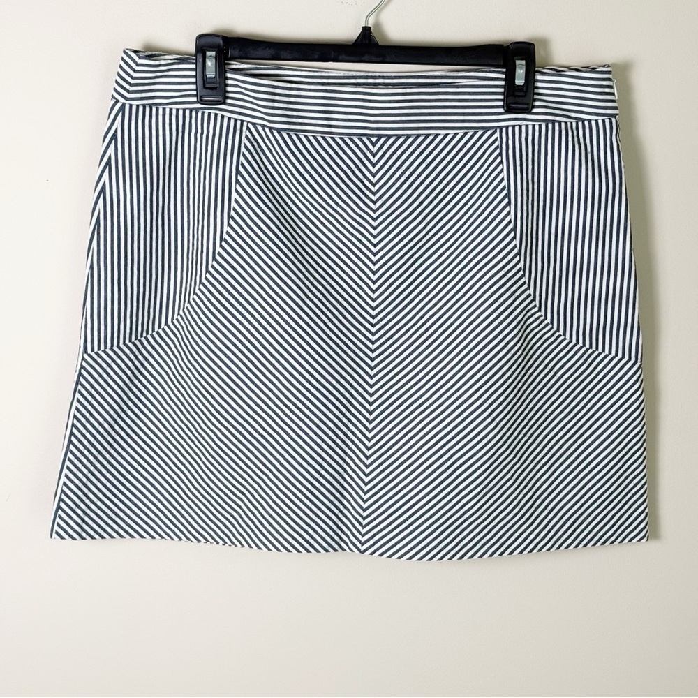 Sandro Seersucker Pinstripe Mini Skirt Striped size 14